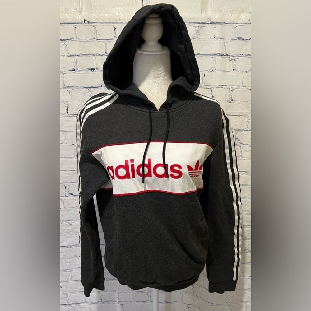 MEN'S ADIDAS ORIGINALS TREFOIL LINEAR PULLOVER HOODIE ~ SIZE SMALL